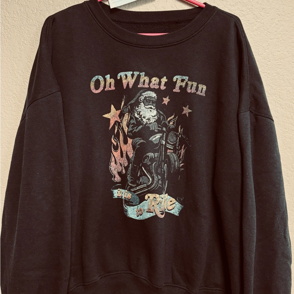Santa-Oh What Fun it is to Ride-Living Fully -Sweatshirt-XL-by Mallory Ervin